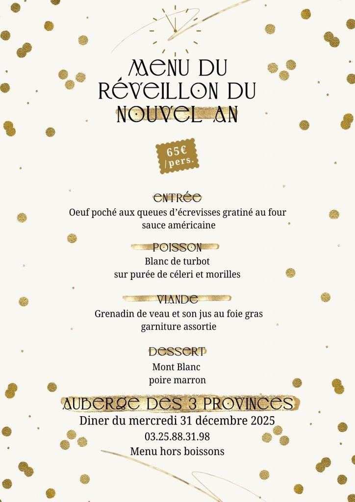 Menu réveillon du jour de l&rsquo;an
